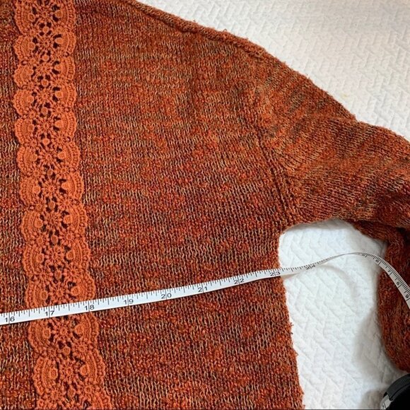 𝅺gentle Fawn Slub Sweater Multi Textured Lace Insert Pullover Sweater Sz S - Picture 9 of 11